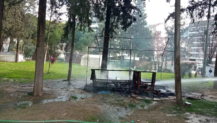 Hatay’da çadır yangını: Çadır kullanılamaz hale geldi