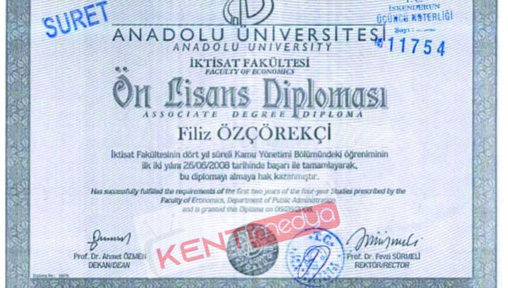 Filiz Özçörekçi’nin Üniversite – Lise diplomaları ile imtihanı